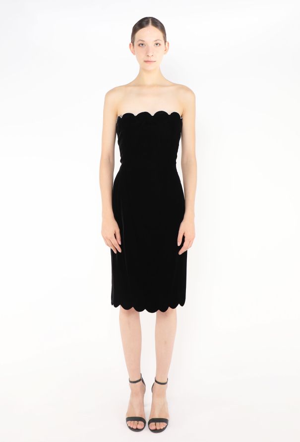 Saint Laurent 2022 Velvet Strass Trim Dress - 1