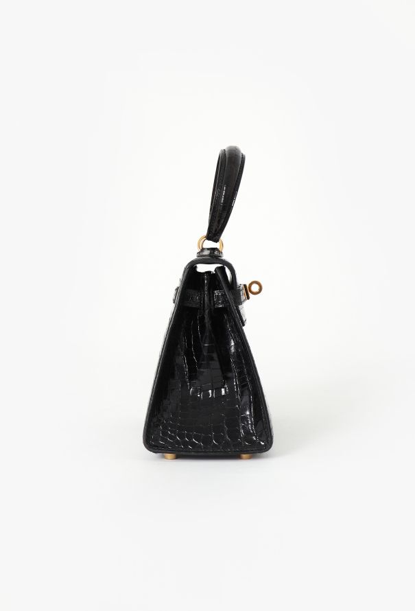 Hermès RARE '90s Mini  Kelly 20 Sellier Black Porosus - 5 Hermès RARE '90s Mini  Kelly 20 Sellier Black Porosus - 5