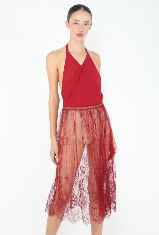 Chloé Rare S/S 1997 Chantilly Lace Halter Dress - 4