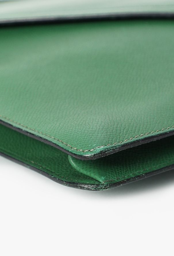 Hermès Rare '90 Green Courchevel Kelly Cross Briefcase - 8 Hermès Rare '90 Green Courchevel Kelly Cross Briefcase - 8