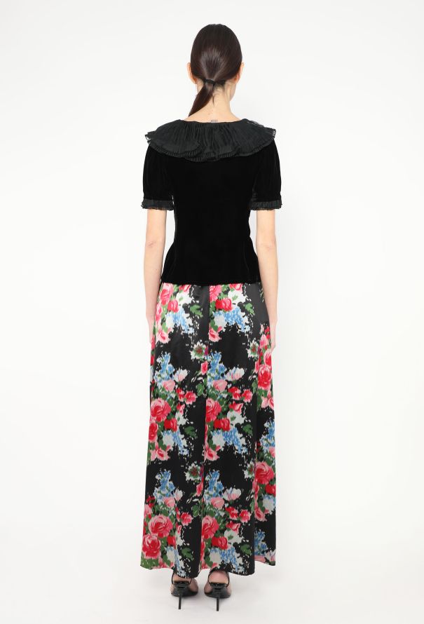 Saint Laurent RARE 1972 Ruffled Velvet Floral Ensemble - 5 Saint Laurent RARE 1972 Ruffled Velvet Floral Ensemble - 5