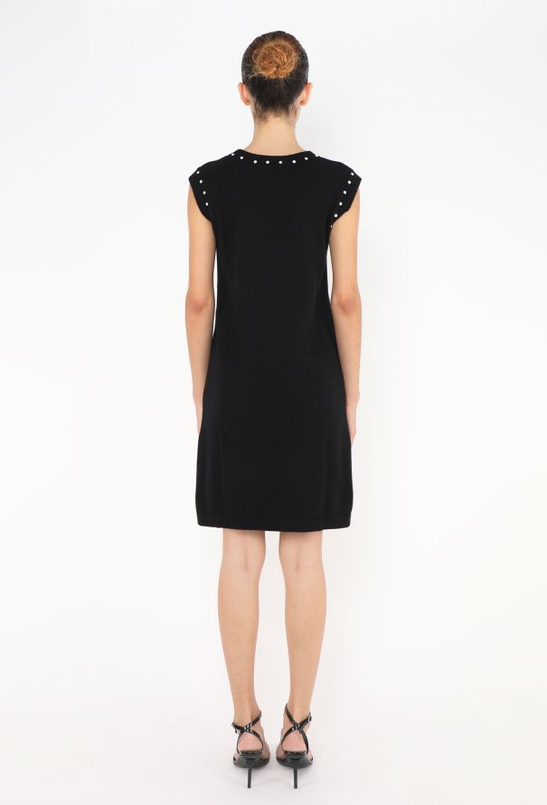 Chanel Cashmere Pearl Trim Knit Dress - 5