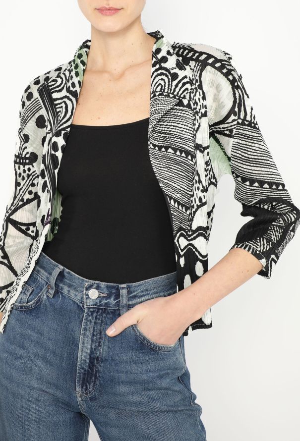 Issey Miyake Pleats Please Abstract Print Cardigan - 1