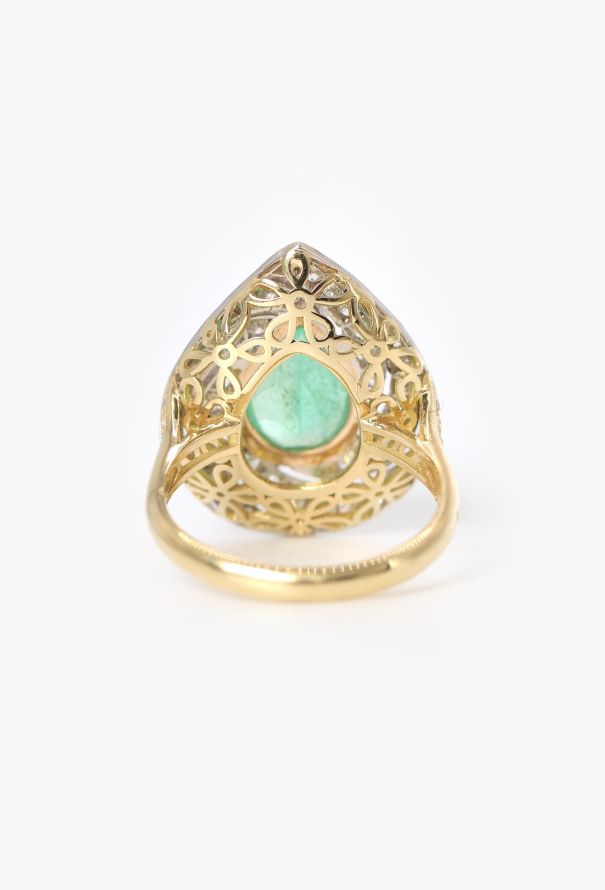 Vintage Fine Jewelry 18k Gold, Diamond & 1.90 Carats Emerald Ring - 5 Vintage Fine Jewelry 18k Gold, Diamond & 1.90 Carats Emerald Ring - 5