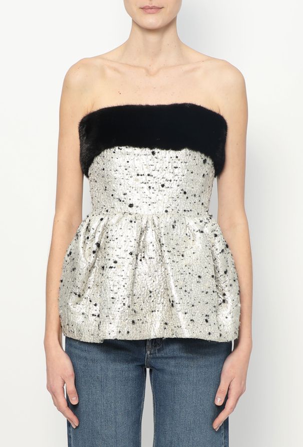 Balenciaga F/W 2015 Jacquard Mink Bustier Top - 1