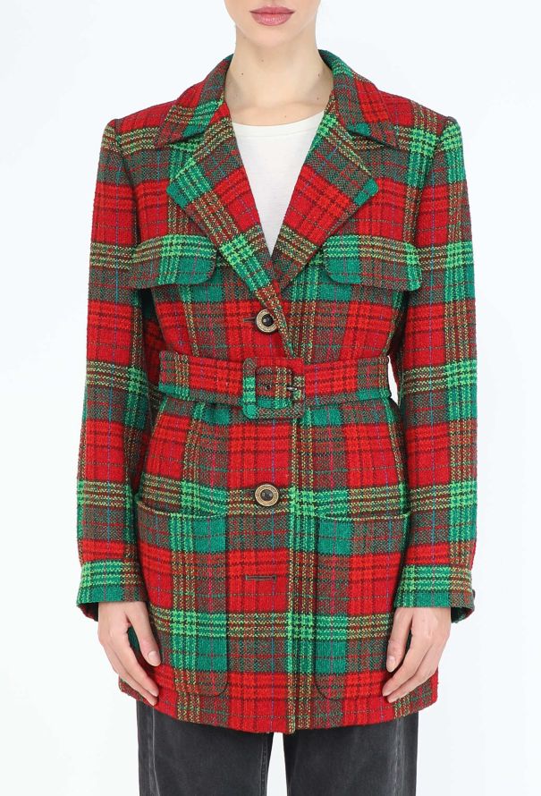 Saint Laurent F/W 1996 Tartan Belted Blazer - 3