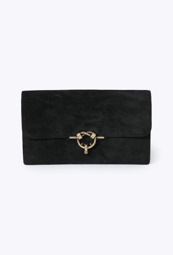 Hermès 1960s Black Suede Cordelière Clutch - 1