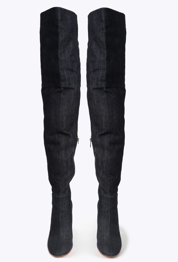 Gianvito Rossi Denim Thigh-High Boots - 3