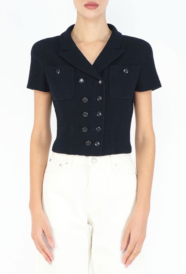 Chanel S/S 1995 Notched Cropped Jacket - 3