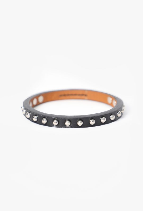 Hermès Palladium Stud Leather Bracelet - 1