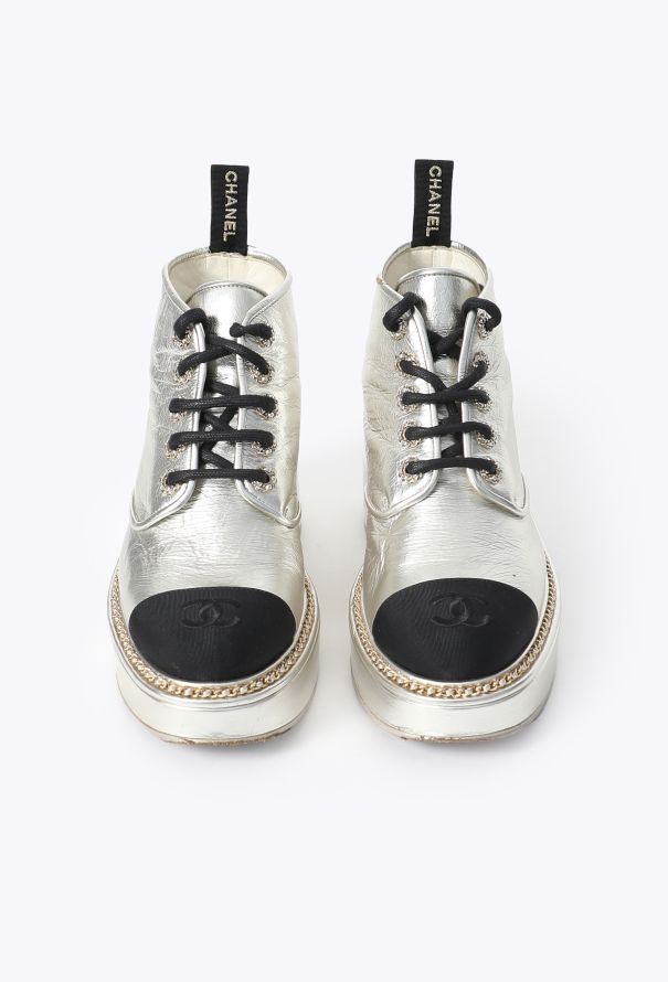 Chanel Metallic 'CC' Combat Boots - 2