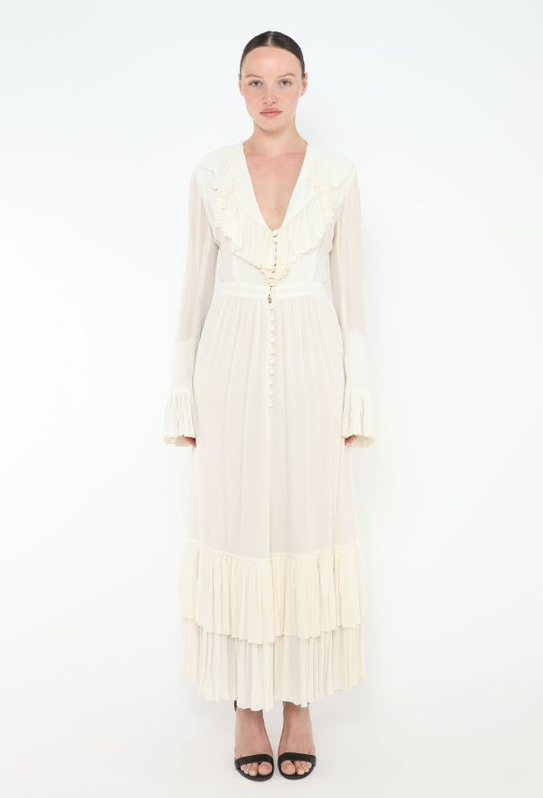 Chloé '90s Ruffled Trim Silk Dress - 1