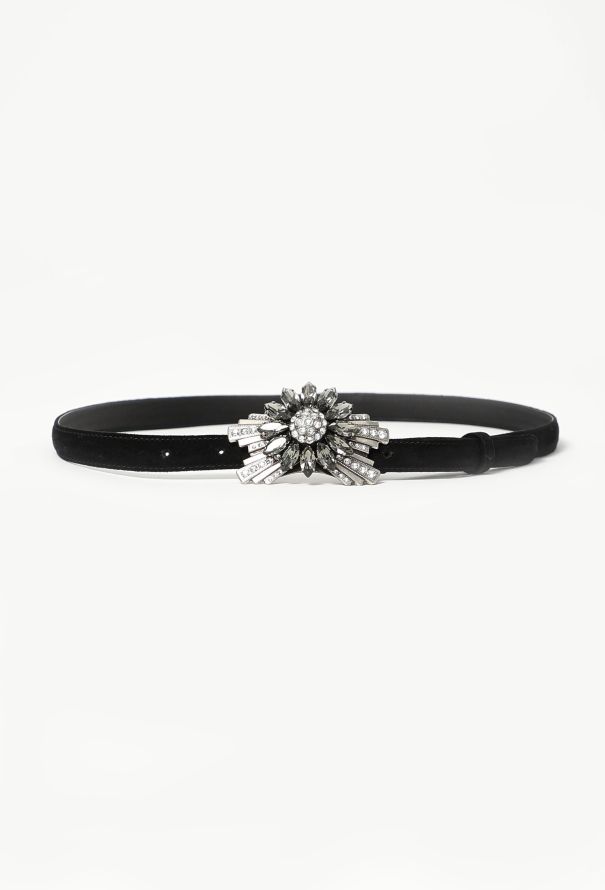 Miu Miu Resort 2017 Suede Floral Strass Belt - 1