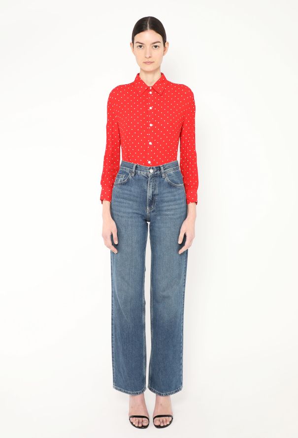Céline 2019 Dotted Red Crêpe Blouse - 4 Céline 2019 Dotted Red Crêpe Blouse - 4