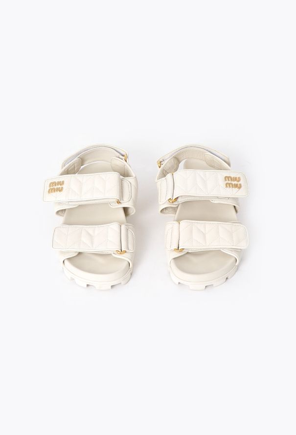Miu Miu 2024 Quilted Leather Logo Sandals - 2