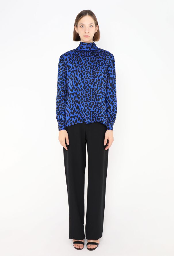 Saint Laurent Leopard Silk Lavallière Blouse - 4