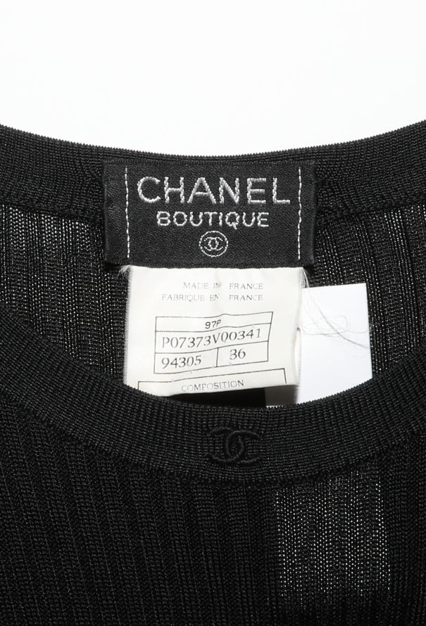 Chanel 1997 Ribbed 'CC' Bodycon Dress - 6