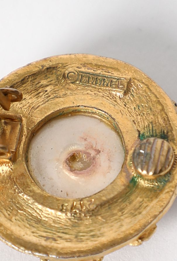 Chanel Vintage Camélia & Strass Pearl Earrings - 4