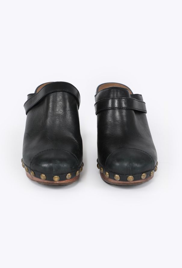Chanel S/S 2010 Studded Leather Clogs - 4