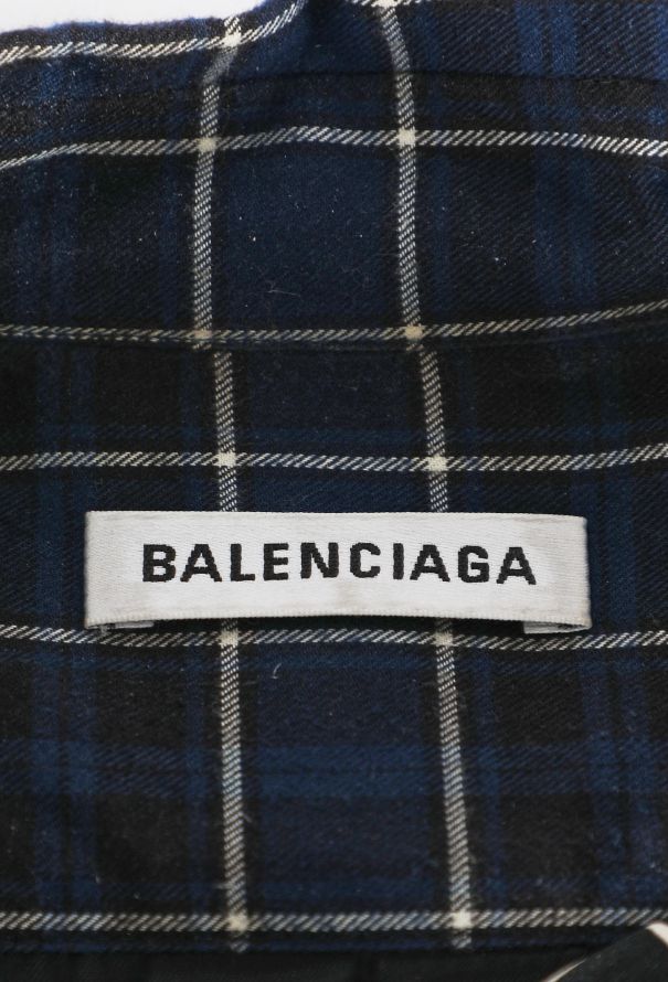 Balenciaga Flannel Combo Shirt Dress, Pre-Fall 2018 - 6
