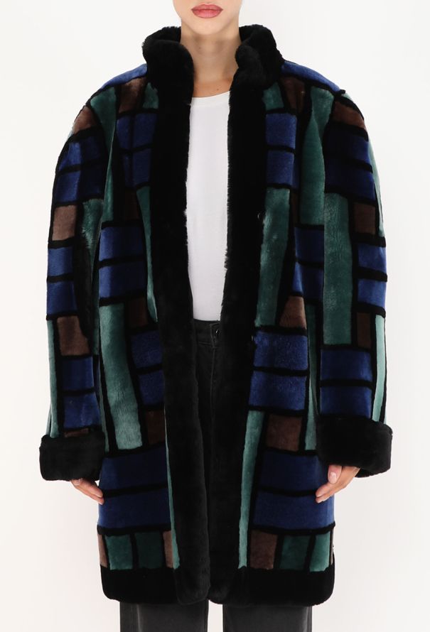 Dior Shearling Mosaic Fur Coat, 1980s - 4