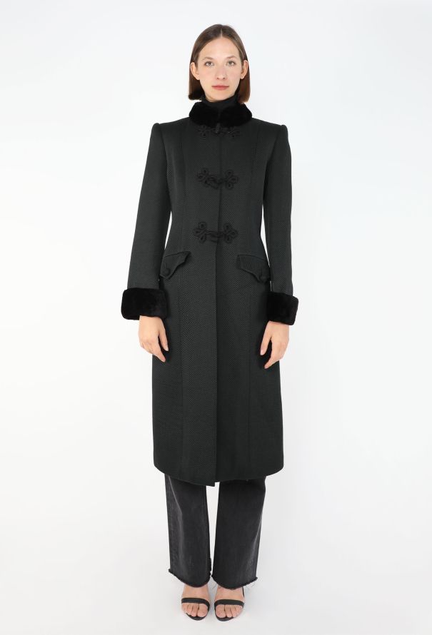 Valentino Vintage Fur Trim Toggle Coat - 1