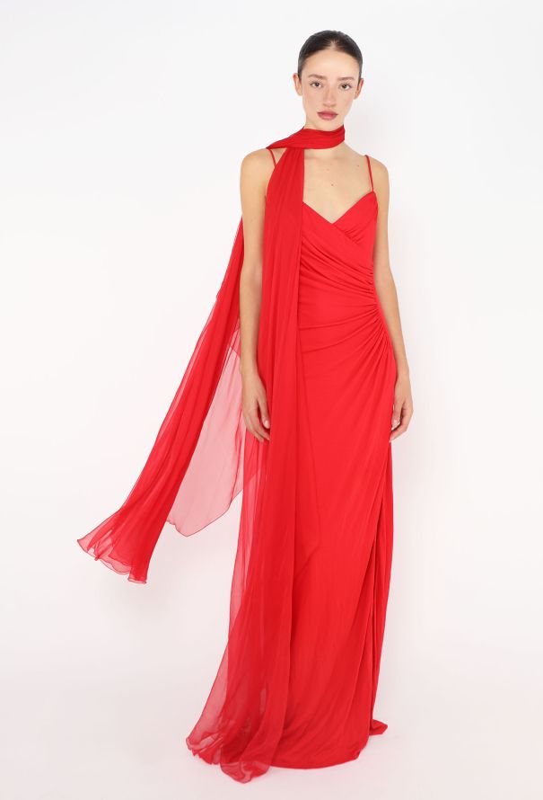 Azzaro Chiffon Sash Bustier Gown - 1