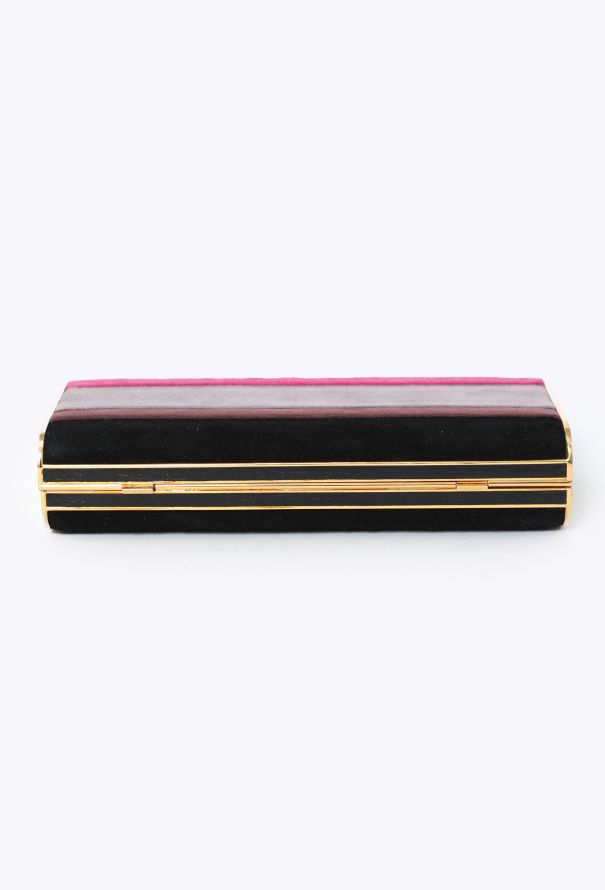 Miu Miu 2008 Striped Suede Minaudière Clutch - 8