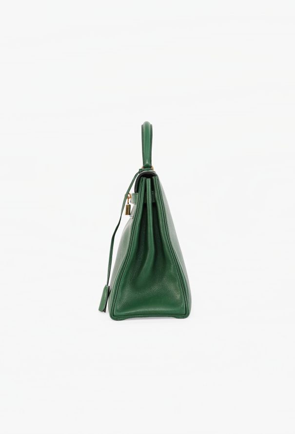 Hermès Vert Bengale Courchevel Kelly Retourné 32, 1989 - 7
