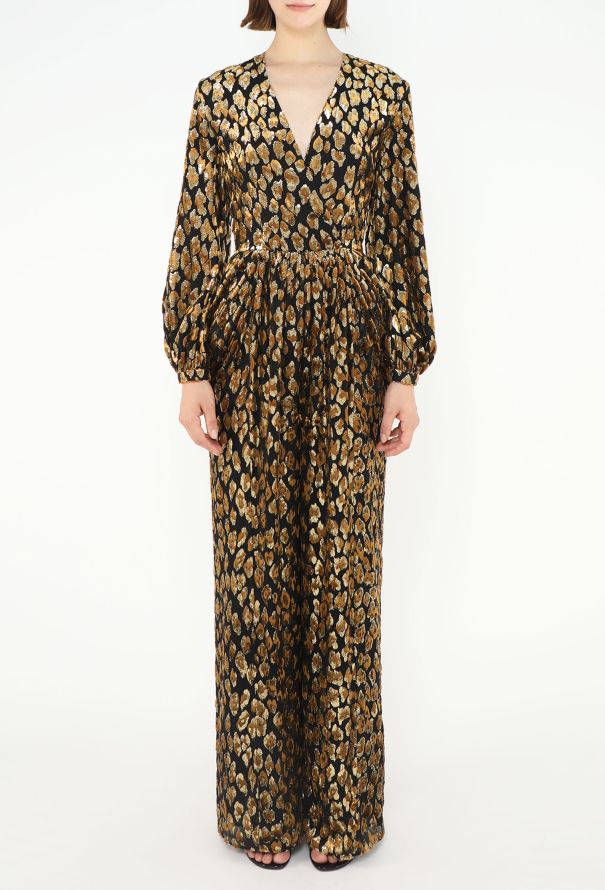 Valentino 2019 Brocade Leopard Chiffon Jumpsuit - 4 Valentino 2019 Brocade Leopard Chiffon Jumpsuit - 4