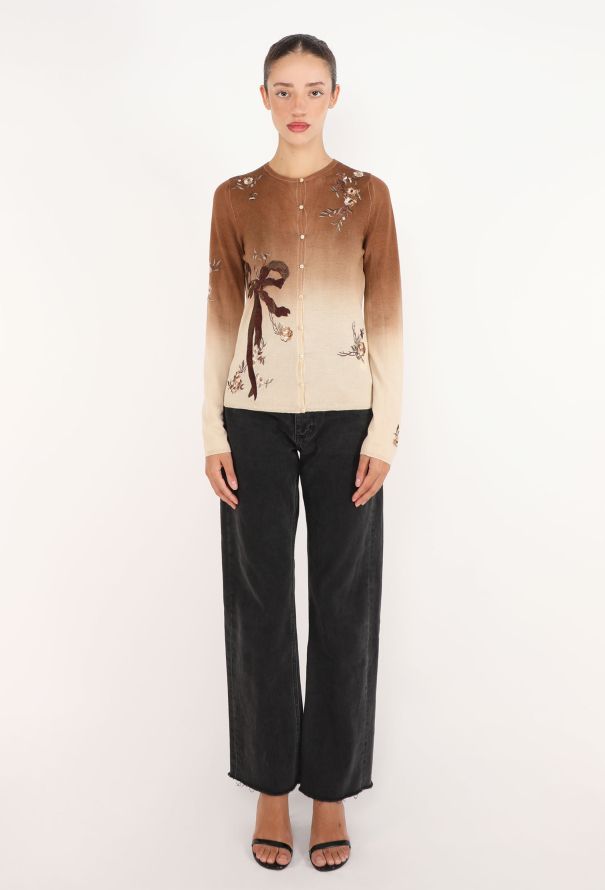 John Galliano Embroidered Knit Ombré Cardigan - 2