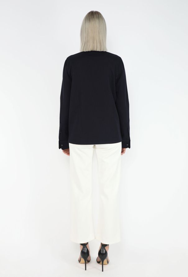 Prada Classic Twill Navy Overshirt - 5