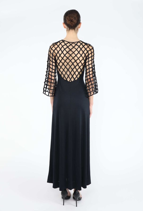 Azzaro Stunning '70s Open-Back Trellis Gown - 4