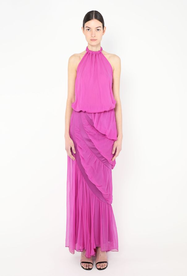 Emanuel Ungaro Vintage Draped Chiffon Halter Gown - 2 Emanuel Ungaro Vintage Draped Chiffon Halter Gown - 2
