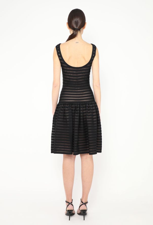 Alaïa Striped Open-Back Skater Dress - 4 Alaïa Striped Open-Back Skater Dress - 4