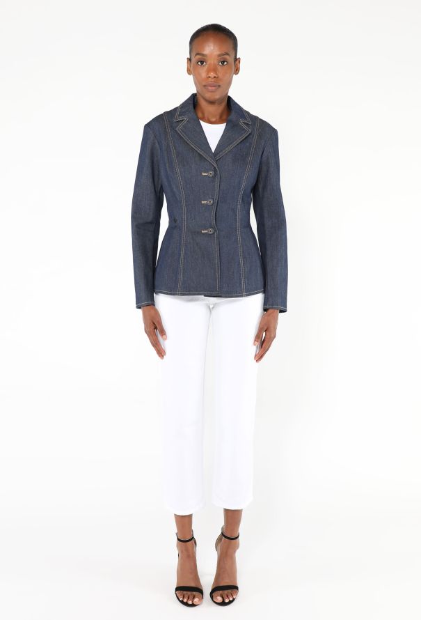 Dior 2022 Cinched Denim Bar Jacket - 3