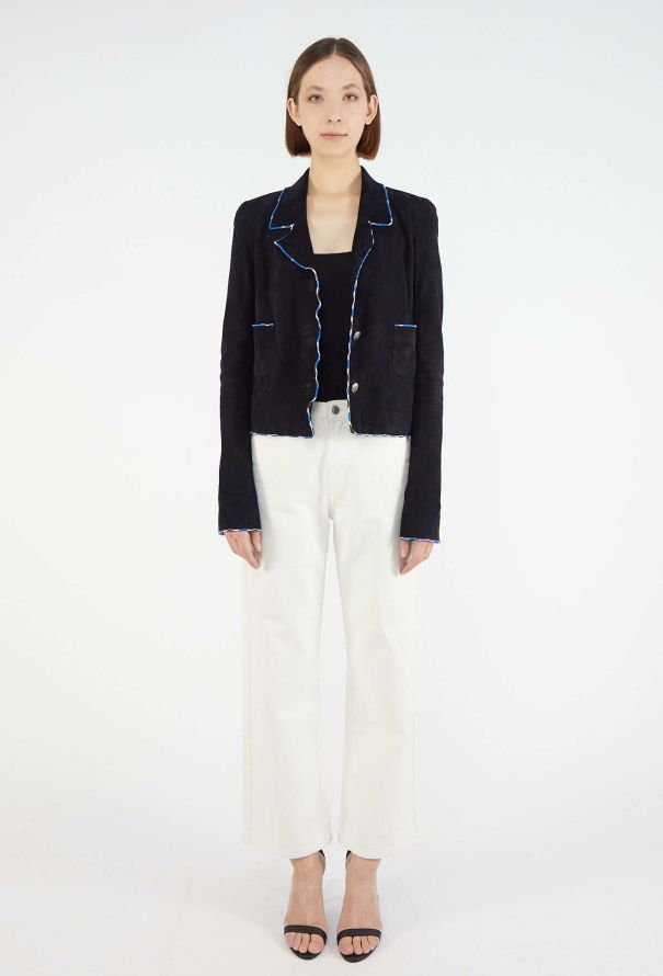 Chanel 2005 Suede Piped Trim Blazer - 4