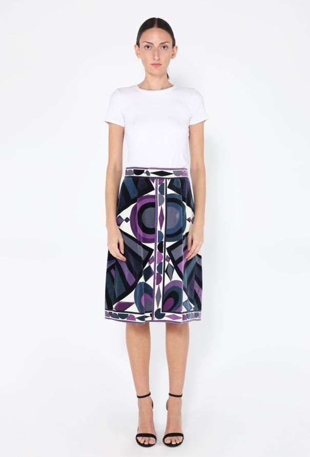 Emilio Pucci Printed Velvet Skirt, 1970s - 1