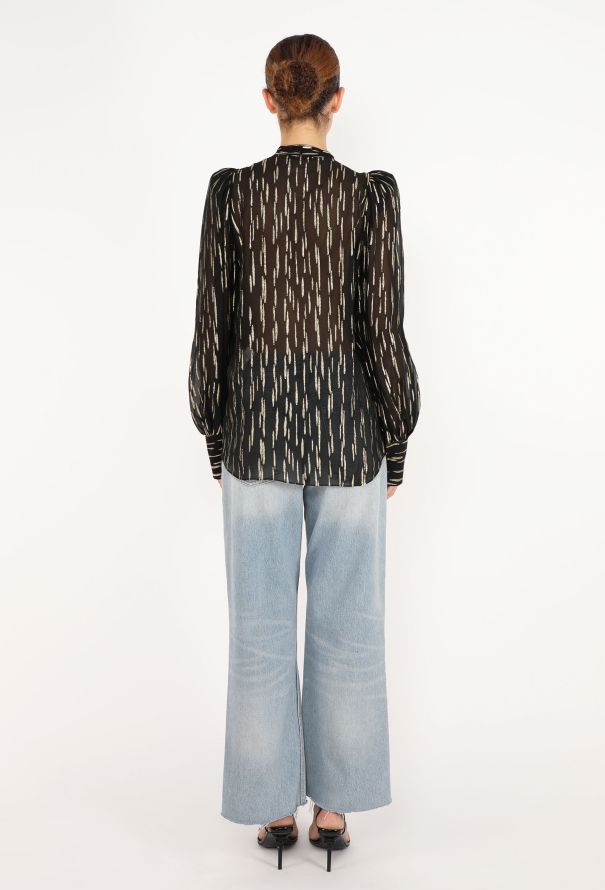 Givenchy Metallic Striped Lavalliere Blouse - 4