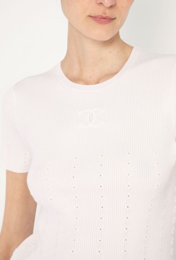 Chanel 2021 Pointelle Ribbed 'CC' Top - 3 Chanel 2021 Pointelle Ribbed 'CC' Top - 3