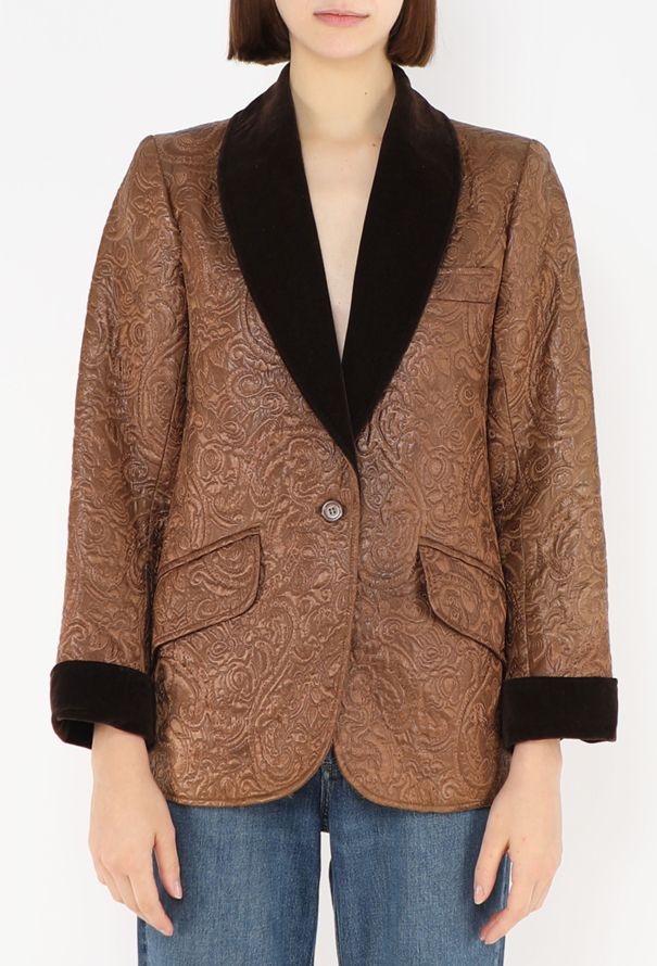 Saint Laurent F/W 1978 Jacquard Velvet Trim Blazer - 1