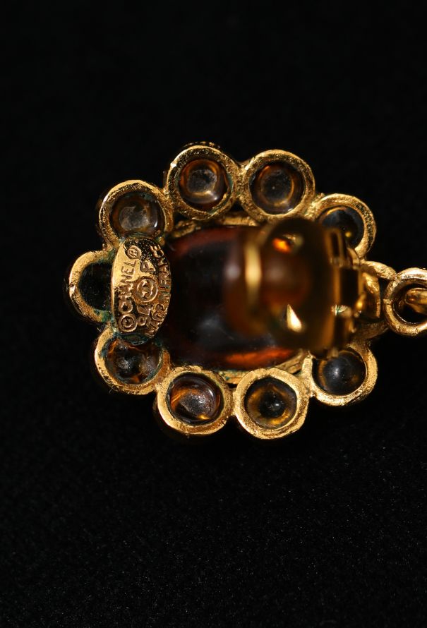 Chanel 1994 Çitrine Glass Clip Earrings - 4 Chanel 1994 Çitrine Glass Clip Earrings - 4