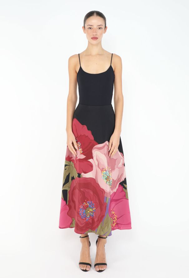 Valentino Peony Print Silk Skirt - 1