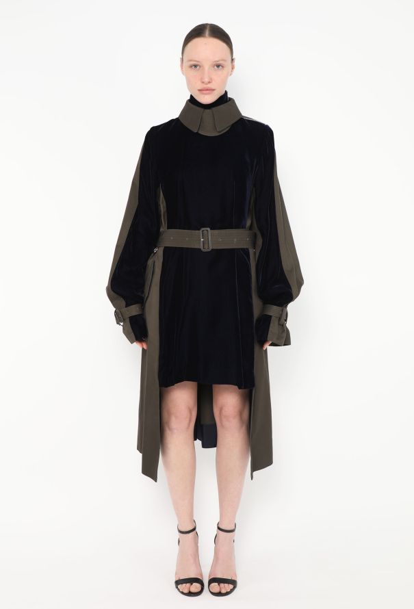 Sacai F/W 2021 Belted Velvet Trench Dress - 1