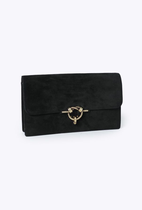 Hermès 1960s Black Suede Cordelière Clutch - 2