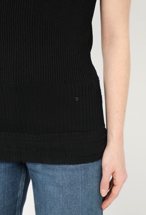 Chanel Ruffled Chiffon 'CC' Tank Top - 3