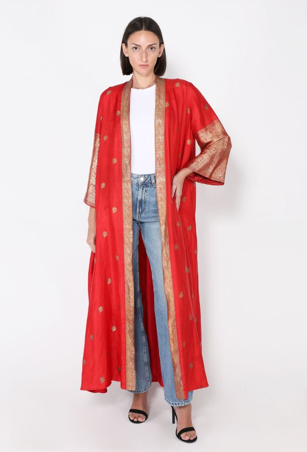 Brocade Trim Silk Overcoat, 1960s - 2