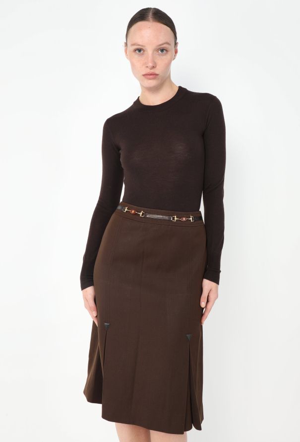Céline '70s Pleated Horsebit Skirt - 1