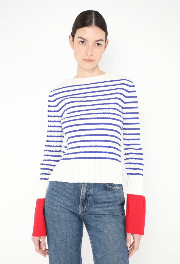 Céline Pleated Marinière Striped Top - 1
