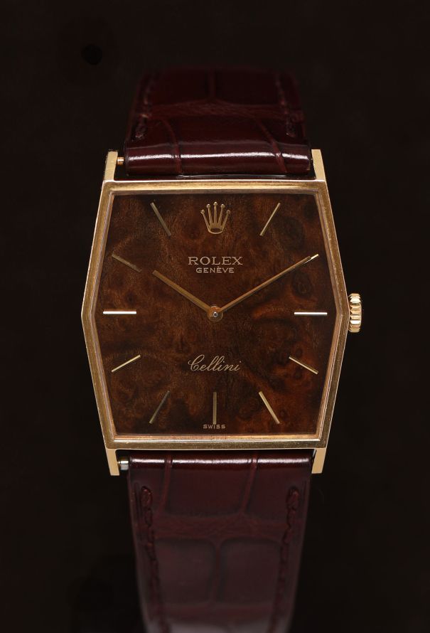 Rolex RARE Vintage 18K Yellow Gold & Mahogany Cellini Watch - 5